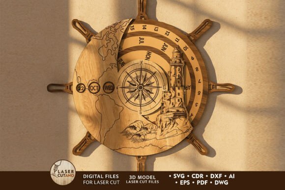 Download Perpetual Calendar - Ship Wheel - Ship Collection