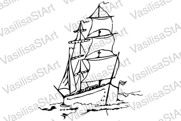 Download Vintage Old Sailing Ship on Waves - Ship Collection