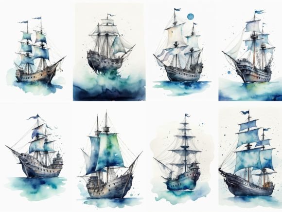 Download 32 Images Sailing Ships Watercolor - Ship Collection