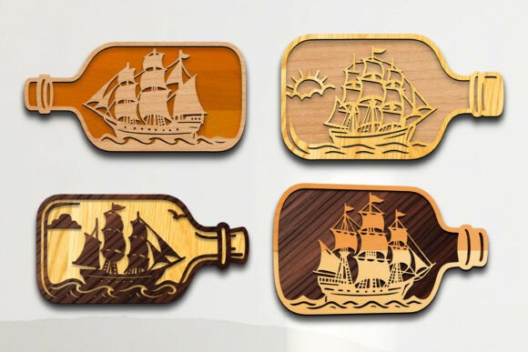 Download Laser Cut Bottle Ship Wall Art SVG - Ship Collection