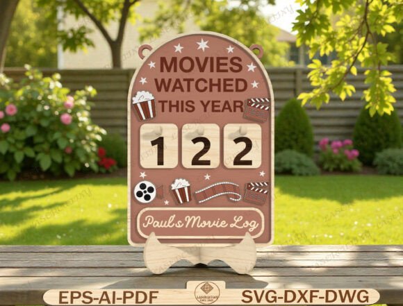 Download Movie Tracker Sign Laser Cut File - Premium Bundle