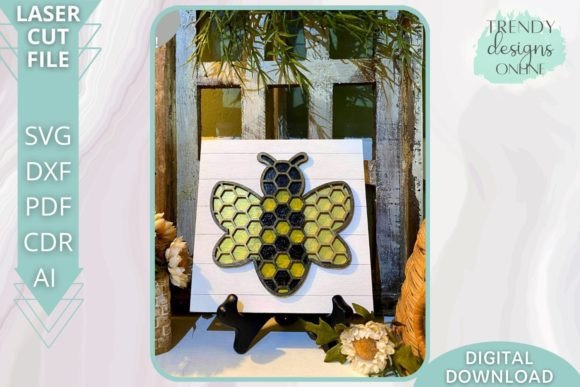 Download Bee Hexagon Shiplap Sign Glowforge Svg - Ship Collection