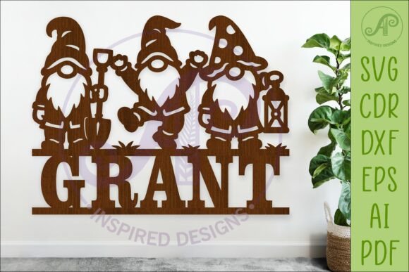 Download Gnome Family Garden Name Sign SVG - Garden name sign Collection